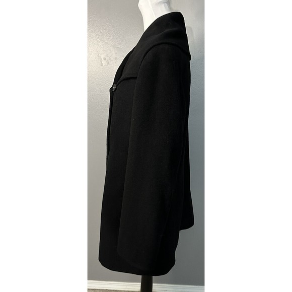 Liz Claiborne Coat Black Wool Blend Button Up Collar Pocket Jacket Women's Sz 14 - Picture 2 of 6